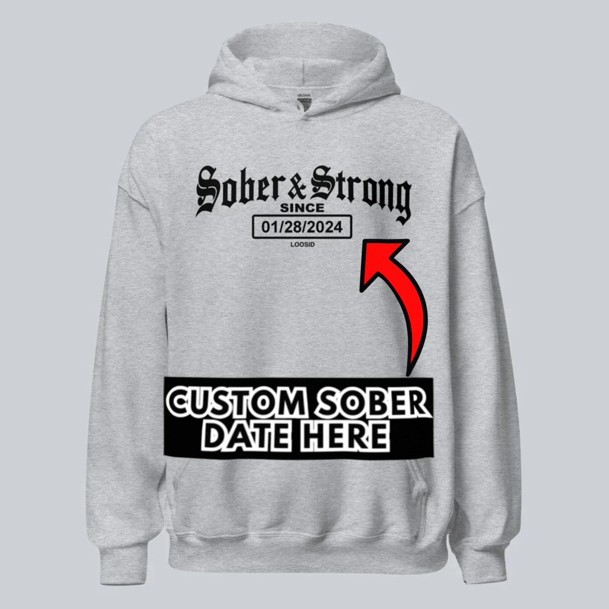 Recovery Hoodie | Men's Sober & Strong Old School with Custom Date - Image 42