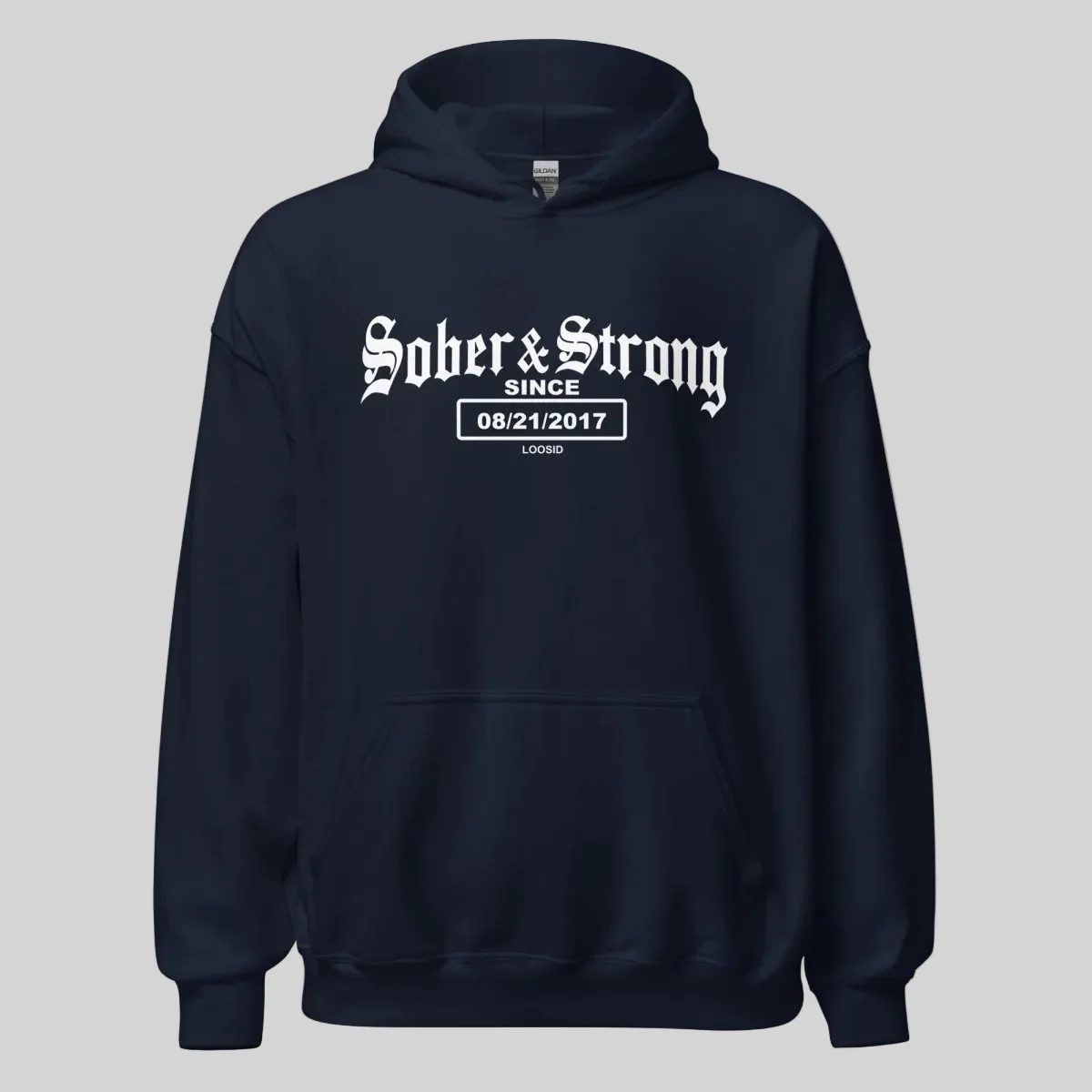 Recovery Hoodie | Men's Sober & Strong Old School with Custom Date - Image 8