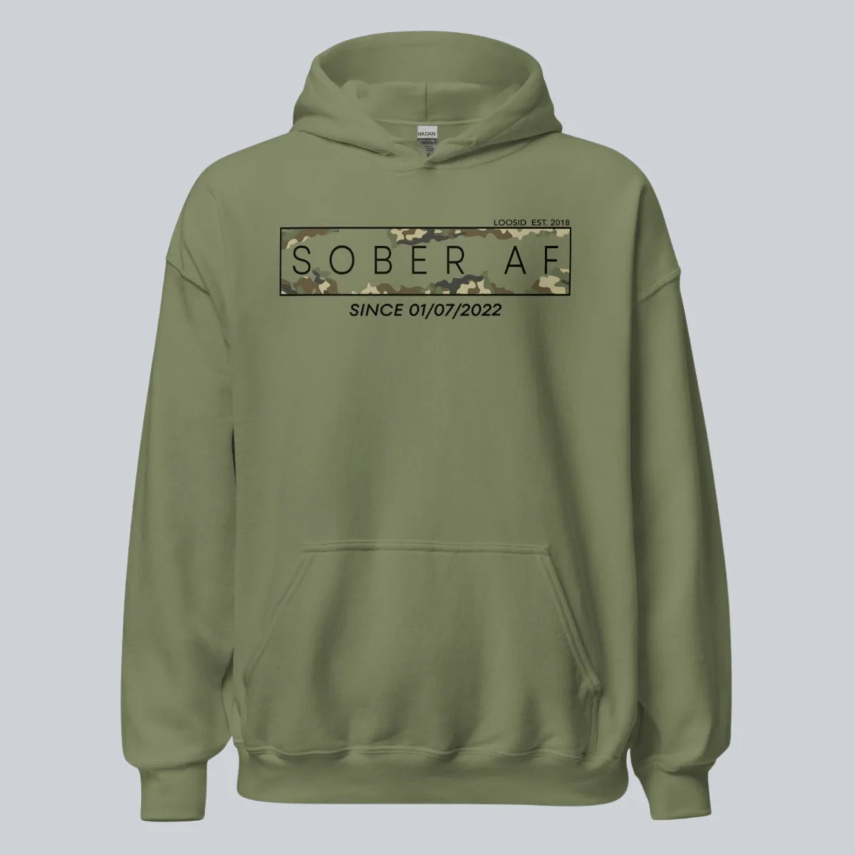 Recovery Hoodie | Men's Sober AF Camo Hoodie with Custom Sober Date - Image 12