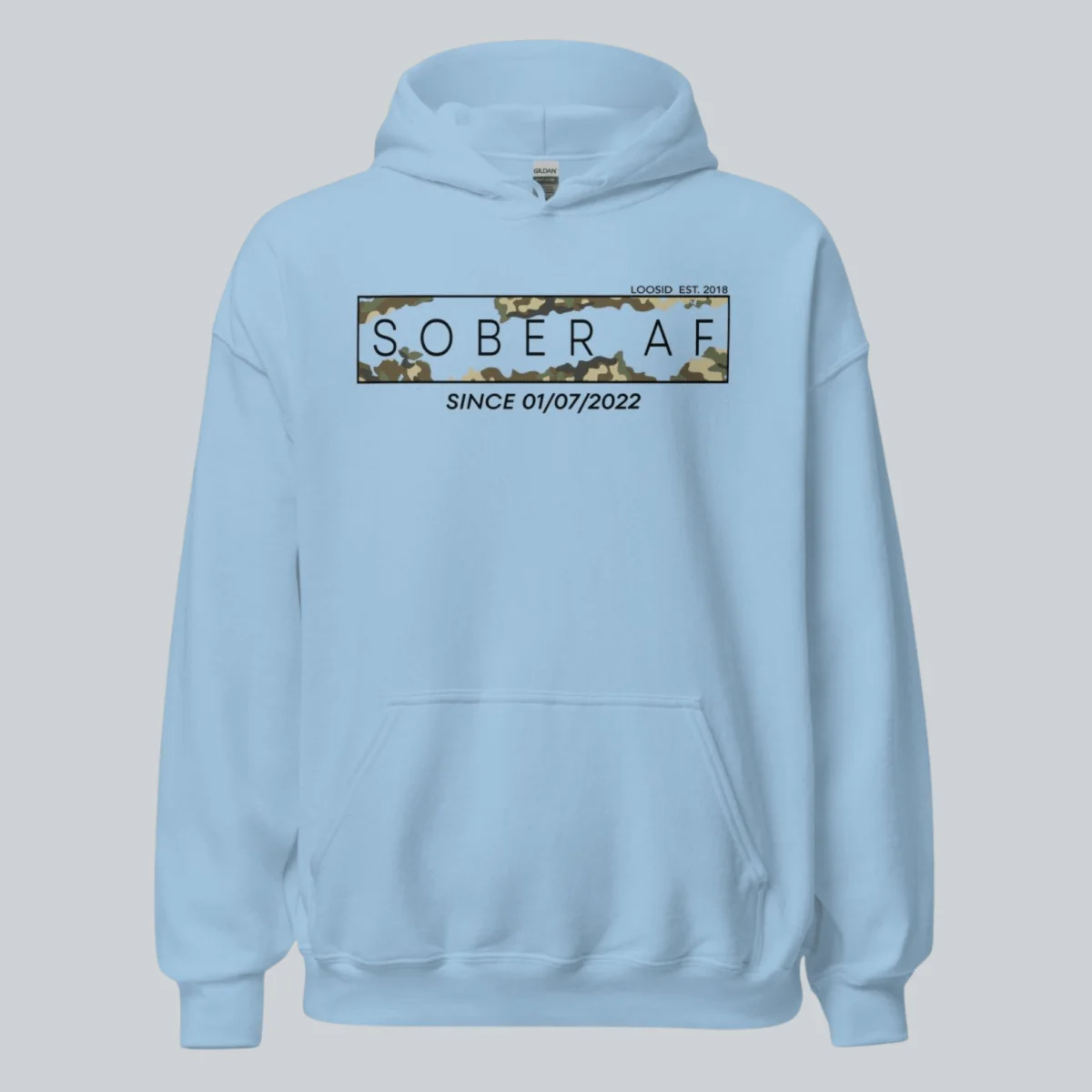 Recovery Hoodie | Men's Sober AF Camo Hoodie with Custom Sober Date - Image 16