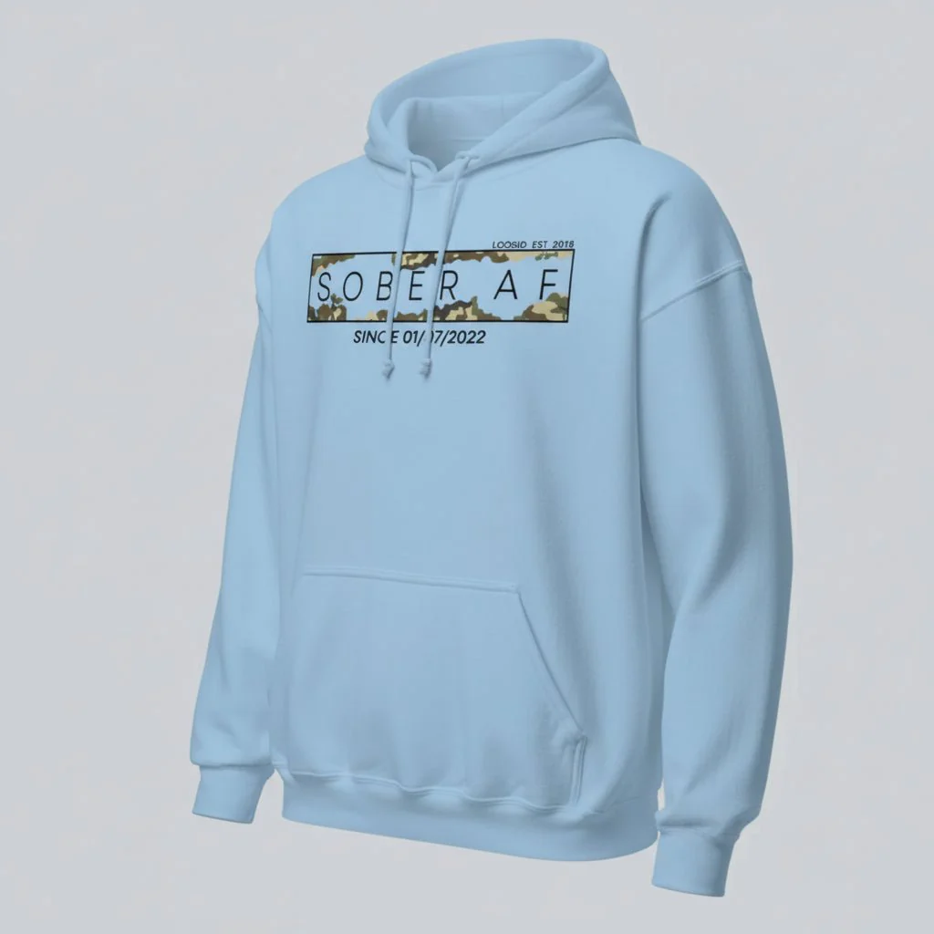 Recovery Hoodie | Men's Sober AF Camo Hoodie with Custom Sober Date - Image 17