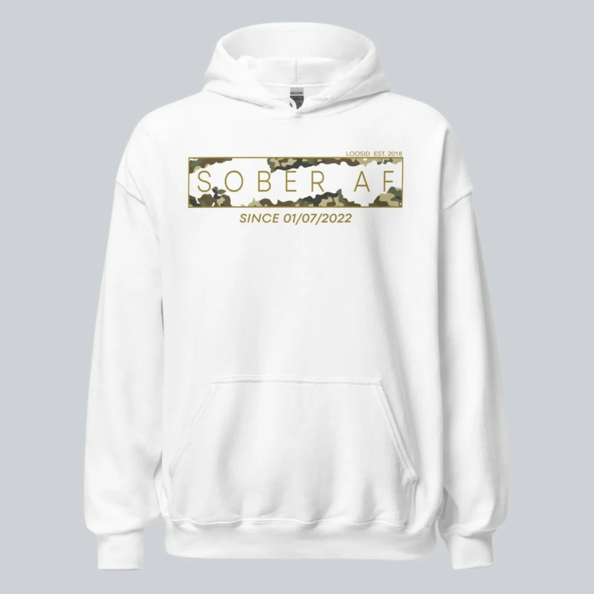 Recovery Hoodie | Men's Sober AF Camo Hoodie with Custom Sober Date - Image 20