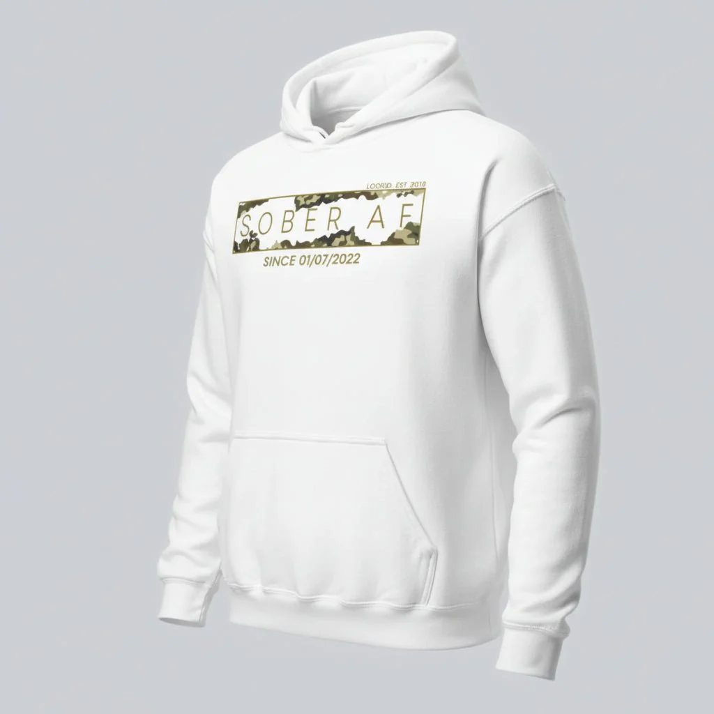 Recovery Hoodie | Men's Sober AF Camo Hoodie with Custom Sober Date - Image 21