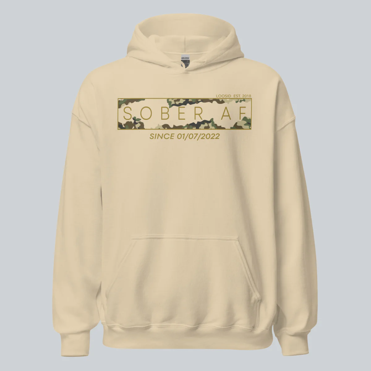Recovery Hoodie | Men's Sober AF Camo Hoodie with Custom Sober Date - Image 25