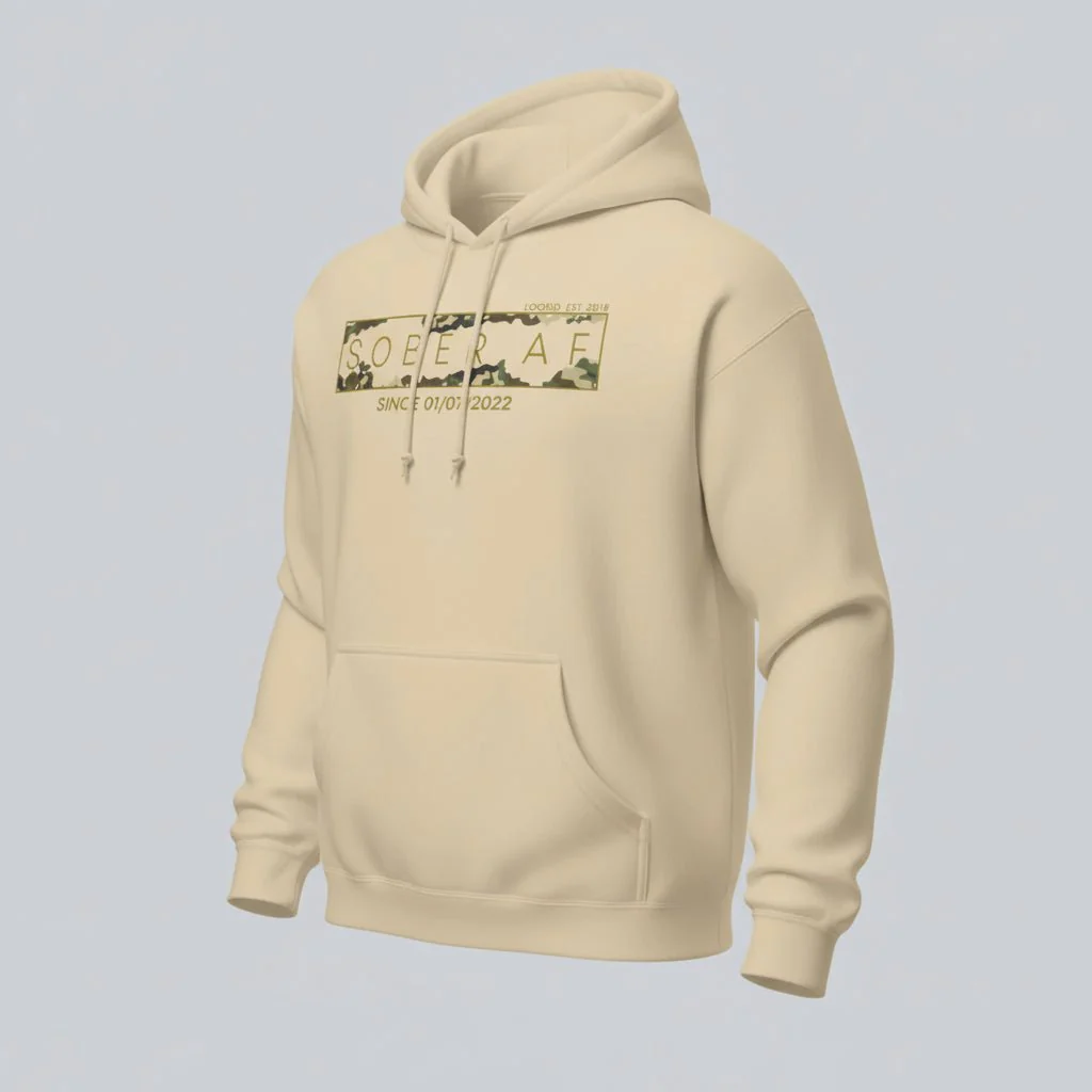 Recovery Hoodie | Men's Sober AF Camo Hoodie with Custom Sober Date - Image 26