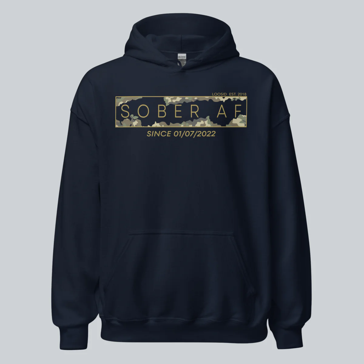 Recovery Hoodie | Men's Sober AF Camo Hoodie with Custom Sober Date - Image 29