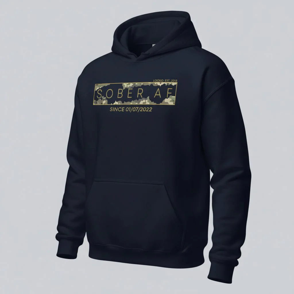 Recovery Hoodie | Men's Sober AF Camo Hoodie with Custom Sober Date - Image 30