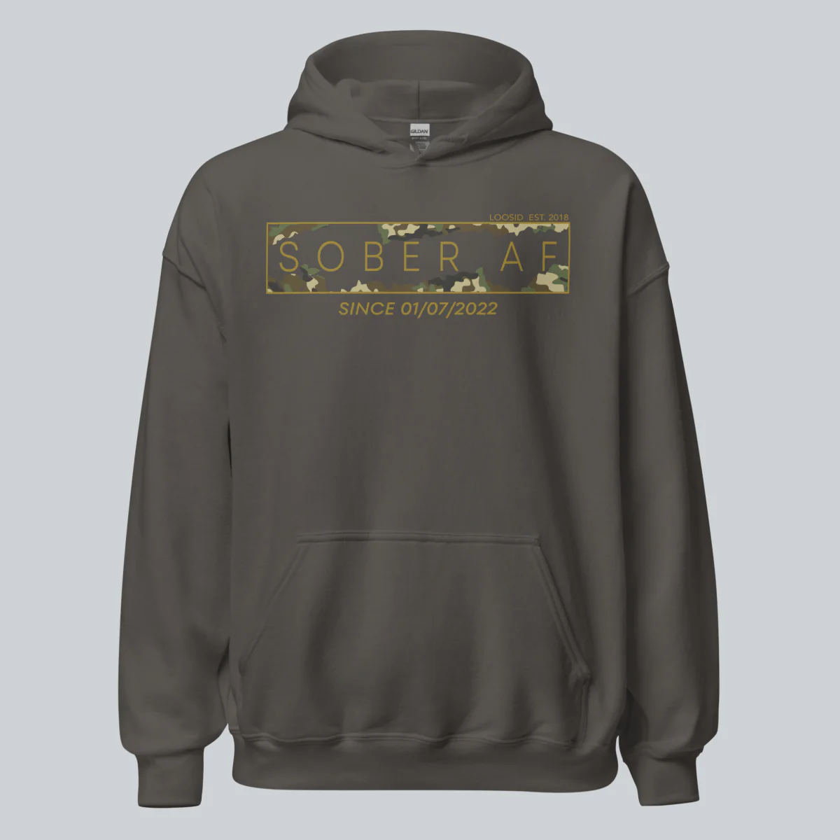Recovery Hoodie | Men's Sober AF Camo Hoodie with Custom Sober Date - Image 33