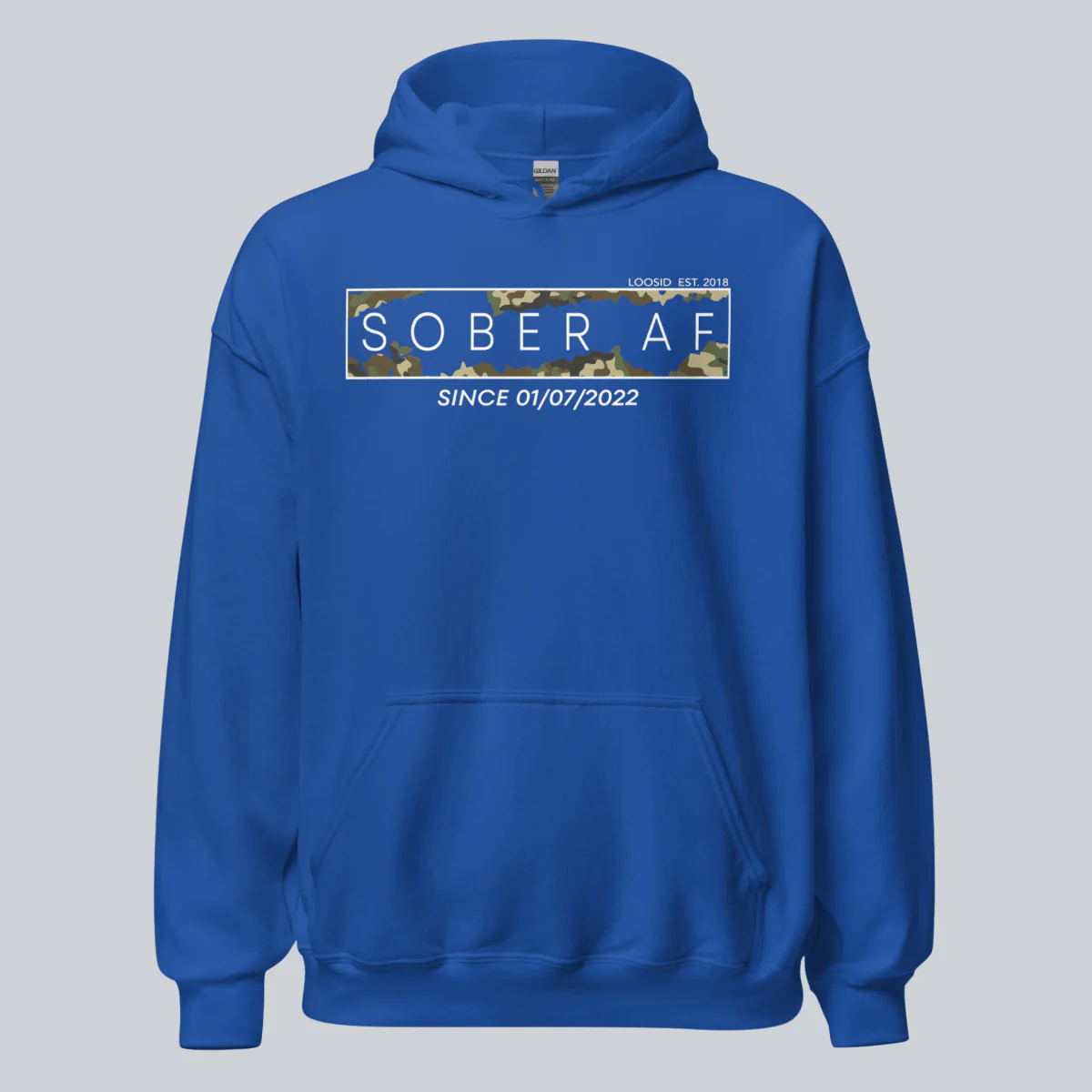 Recovery Hoodie | Men's Sober AF Camo Hoodie with Custom Sober Date - Image 37