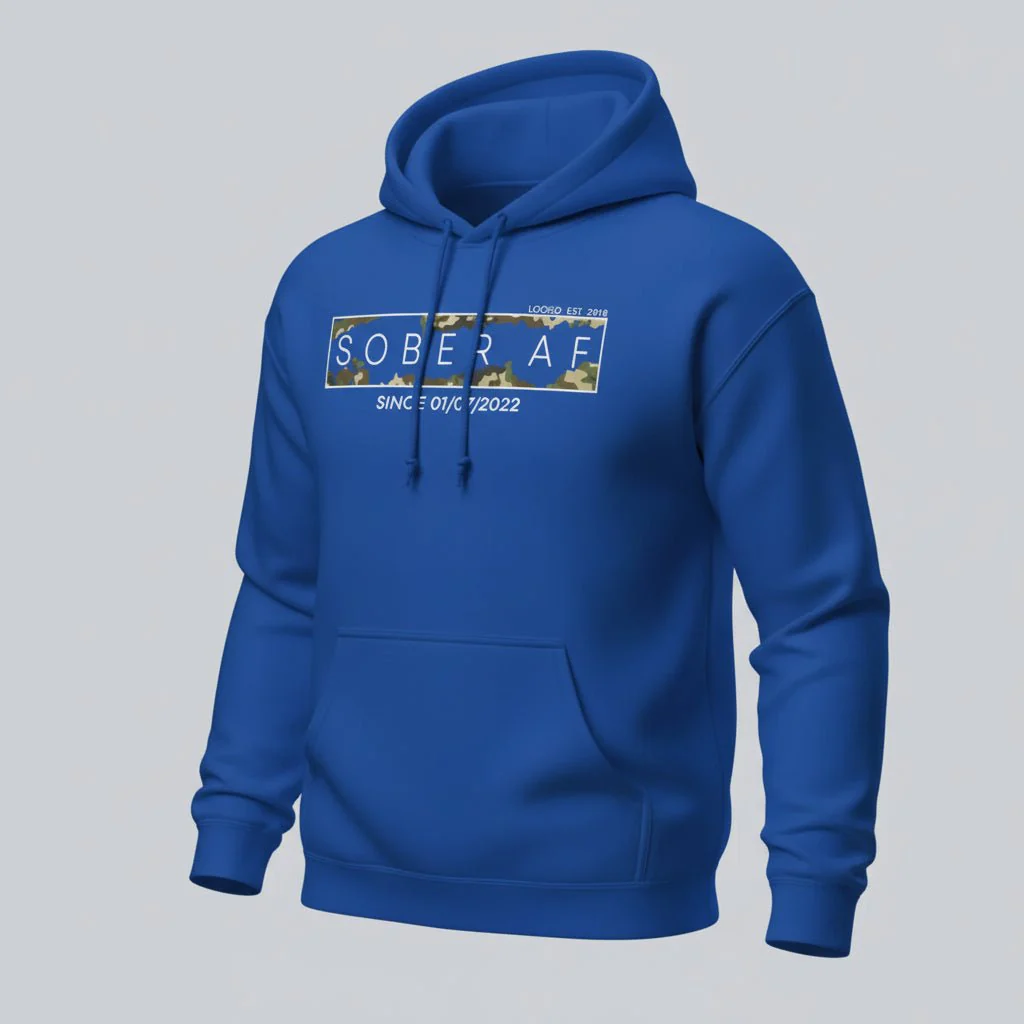 Recovery Hoodie | Men's Sober AF Camo Hoodie with Custom Sober Date - Image 38