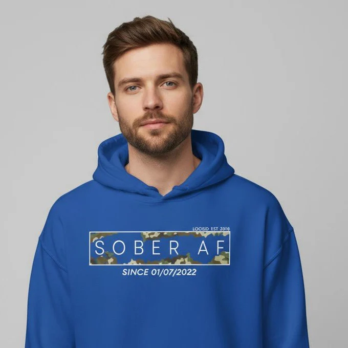 Recovery Hoodie | Men's Sober AF Camo Hoodie with Custom Sober Date - Image 39