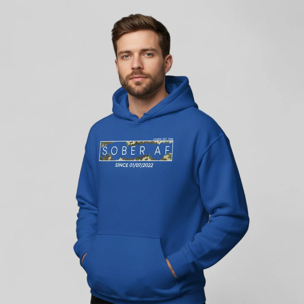 Recovery Hoodie | Men's Sober AF Camo Hoodie with Custom Sober Date - Image 40