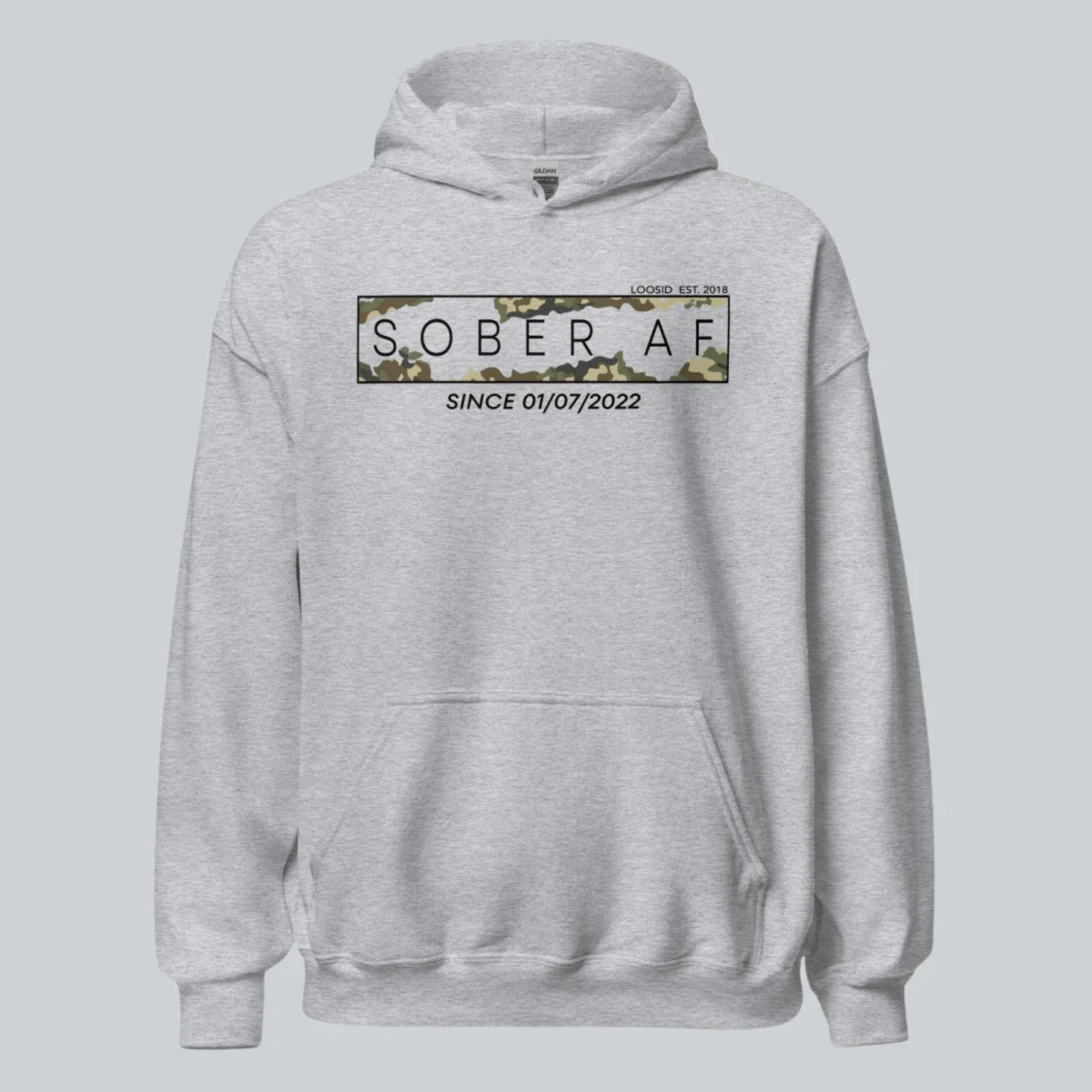Recovery Hoodie | Men's Sober AF Camo Hoodie with Custom Sober Date - Image 8