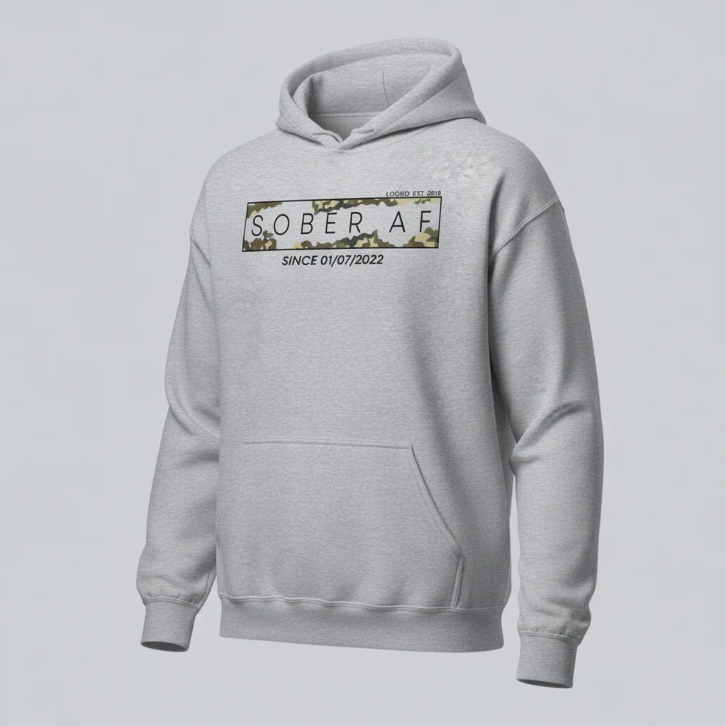 Recovery Hoodie | Men's Sober AF Camo Hoodie with Custom Sober Date - Image 9