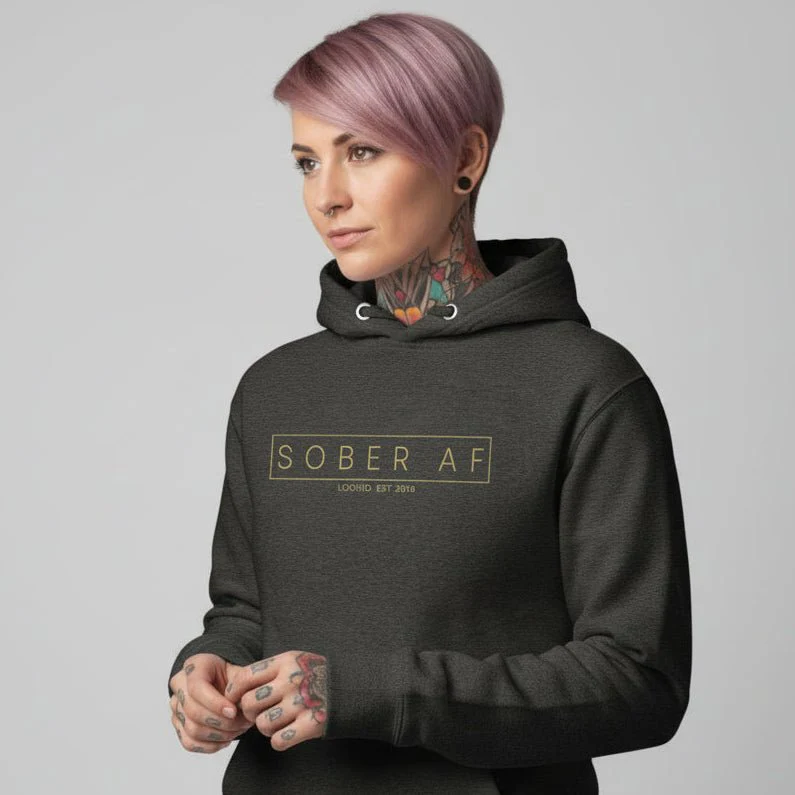 Recovery Hoodie | Sober AF Women's Hoodie with Custom Sobriety Date - Image 11