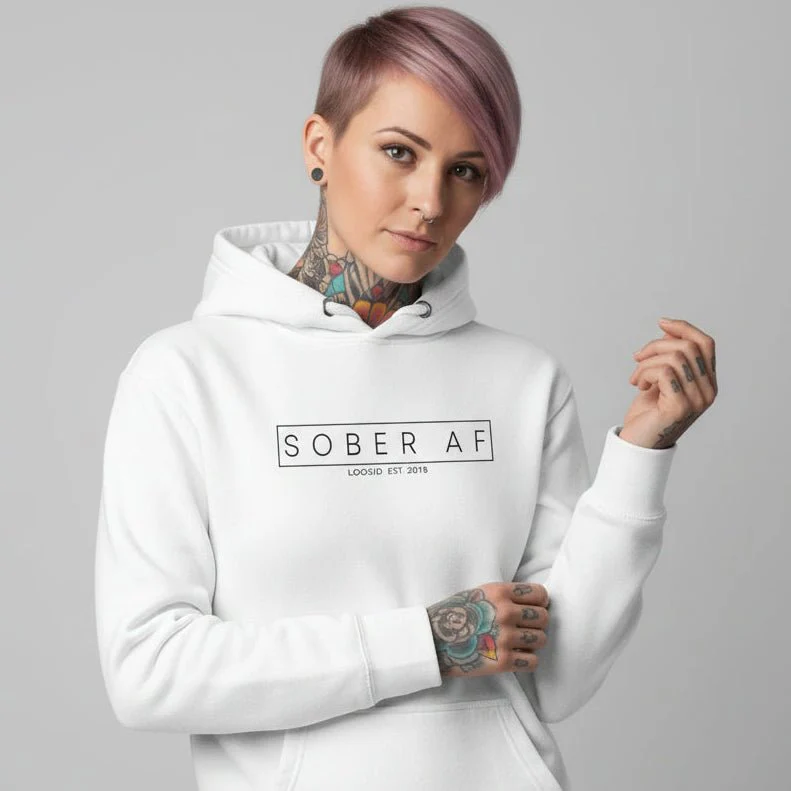 Recovery Hoodie | Sober AF Women's Hoodie with Custom Sobriety Date - Image 13