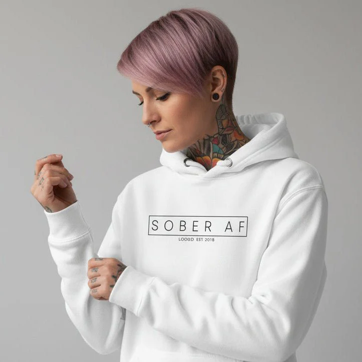 Recovery Hoodie | Sober AF Women's Hoodie with Custom Sobriety Date - Image 14