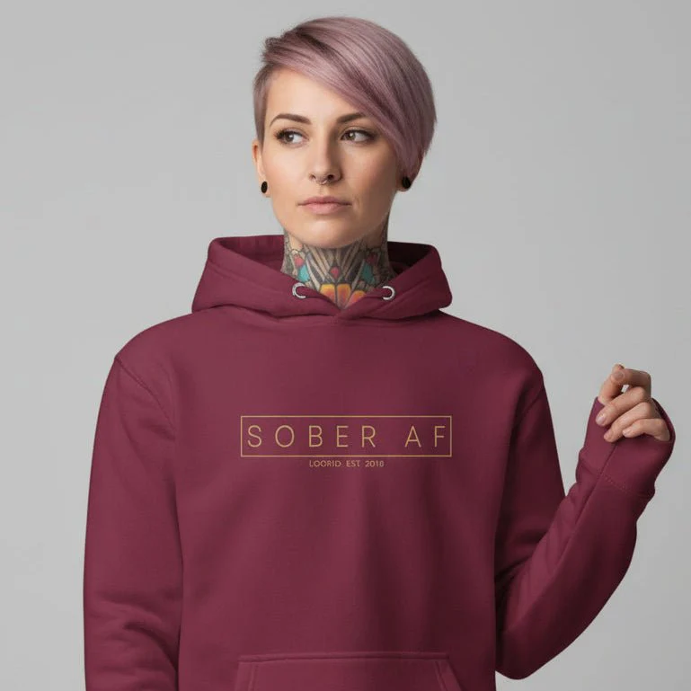 Recovery Hoodie | Sober AF Women's Hoodie with Custom Sobriety Date - Image 16