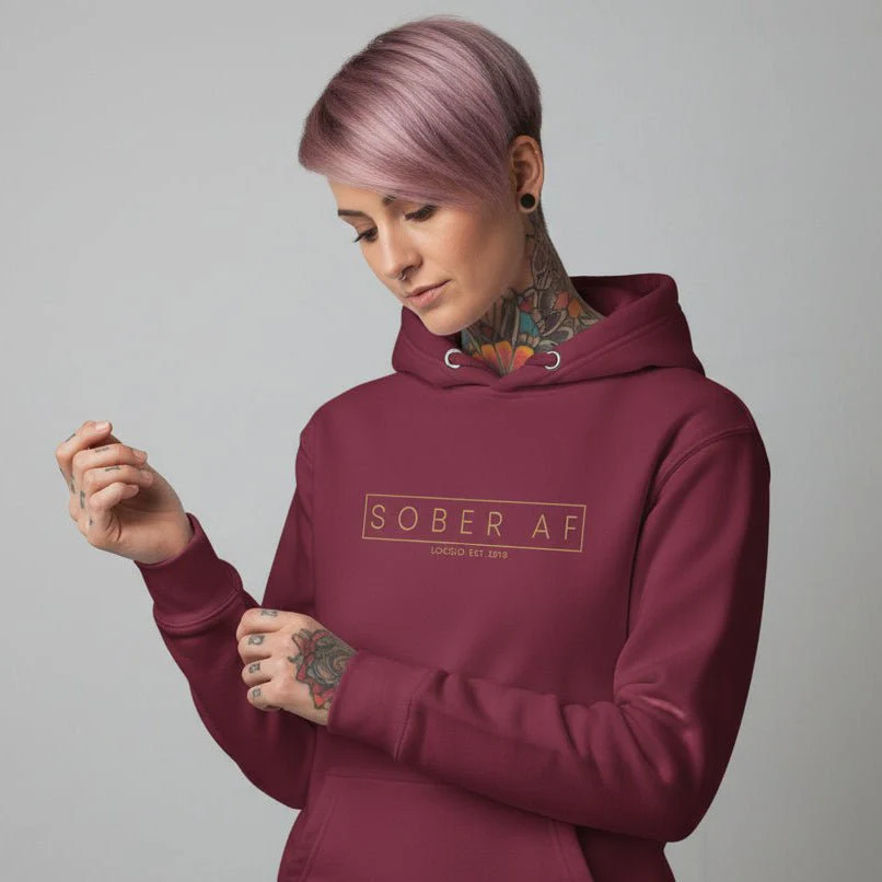 Recovery Hoodie | Sober AF Women's Hoodie with Custom Sobriety Date - Image 17