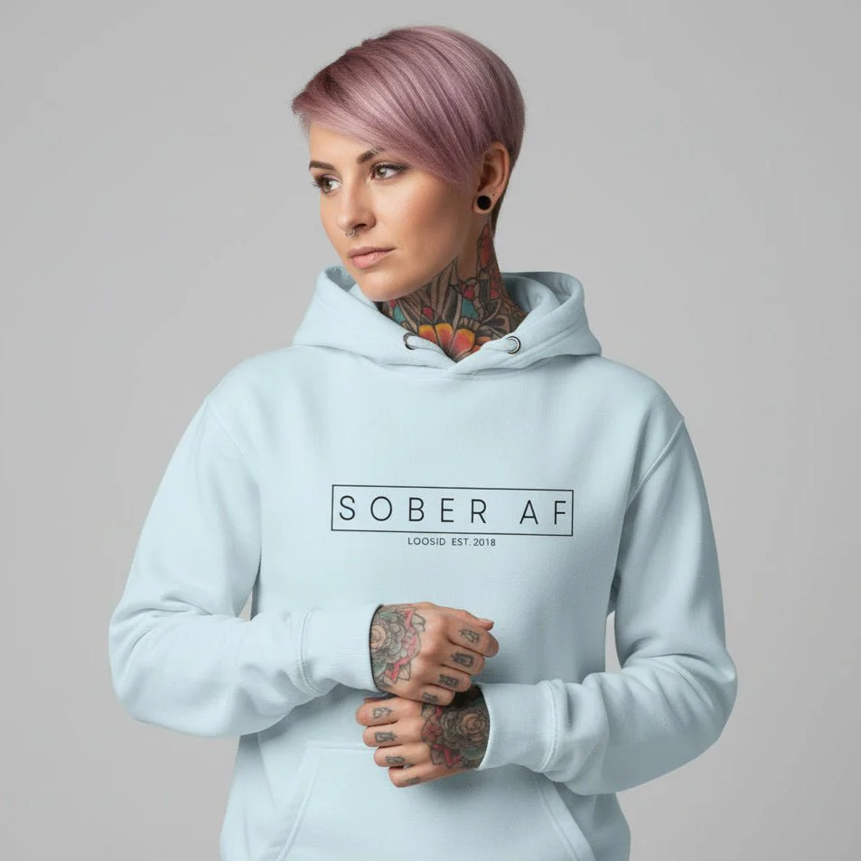 Recovery Hoodie | Sober AF Women's Hoodie with Custom Sobriety Date - Image 19