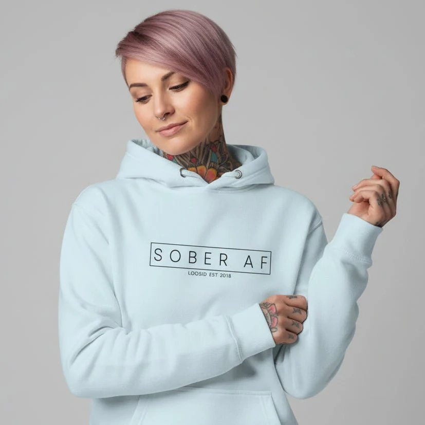 Recovery Hoodie | Sober AF Women's Hoodie with Custom Sobriety Date - Image 20