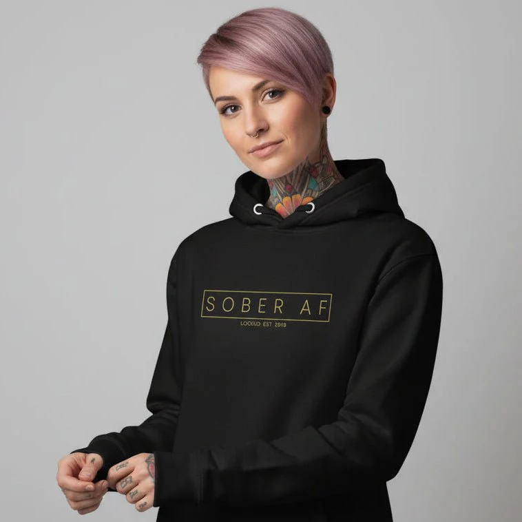 Recovery Hoodie | Sober AF Women's Hoodie with Custom Sobriety Date - Image 3