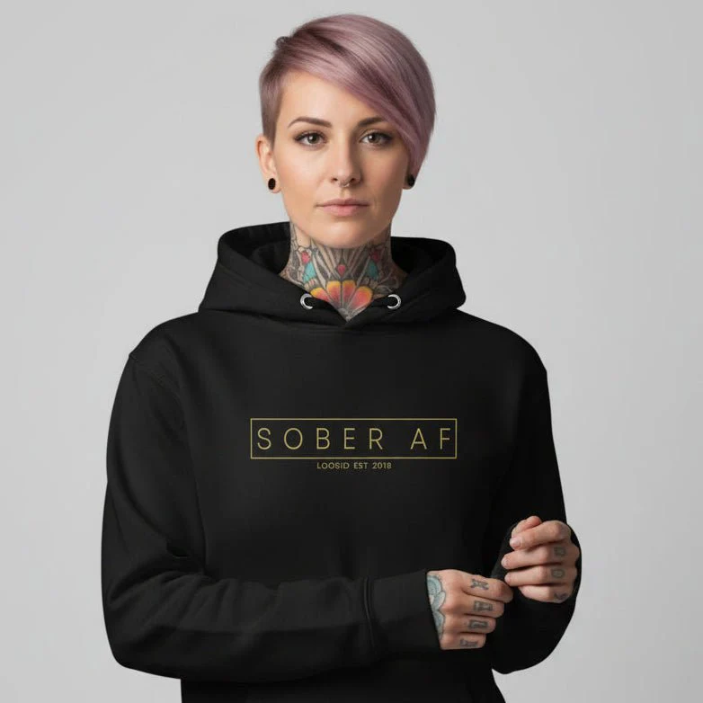 Recovery Hoodie | Sober AF Women's Hoodie with Custom Sobriety Date - Image 4