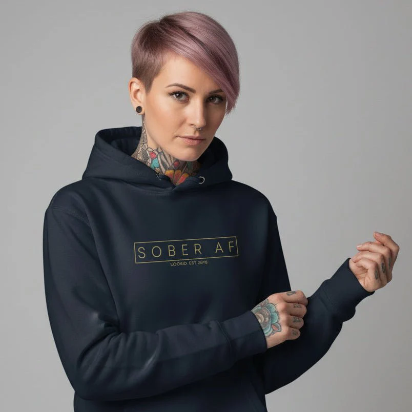 Recovery Hoodie | Sober AF Women's Hoodie with Custom Sobriety Date - Image 7