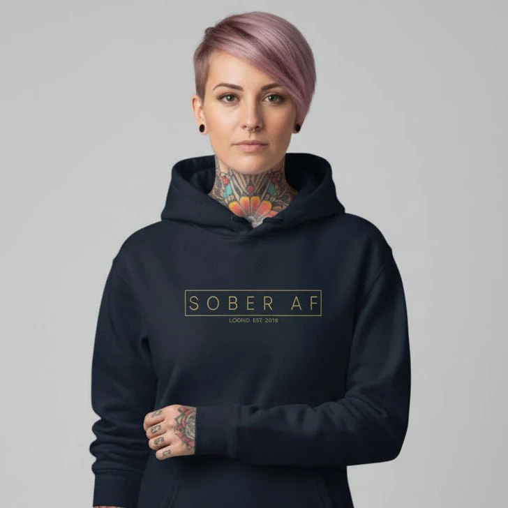 Recovery Hoodie | Sober AF Women's Hoodie with Custom Sobriety Date - Image 8