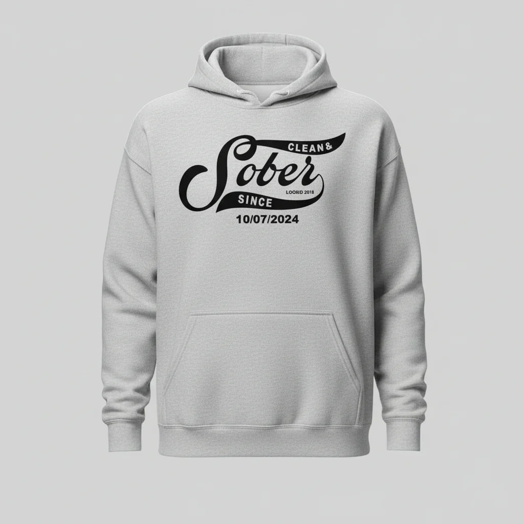 Recovery Hoodie | Sober Since Men's Hoodie with Custom Sobriety Date - Image 10