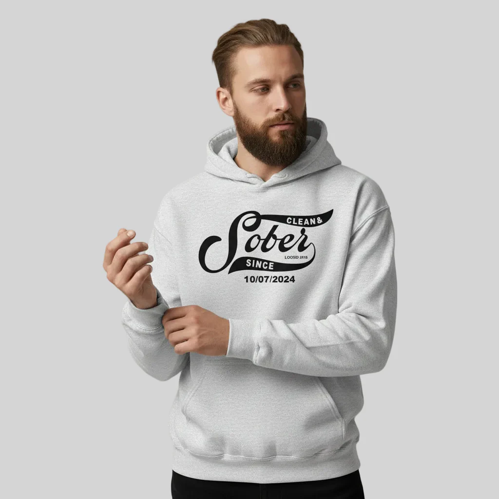 Recovery Hoodie | Sober Since Men's Hoodie with Custom Sobriety Date - Image 11