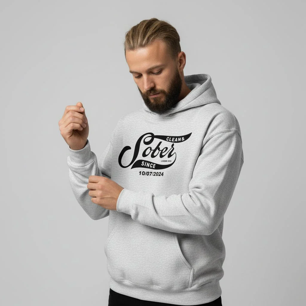 Recovery Hoodie | Sober Since Men's Hoodie with Custom Sobriety Date - Image 12