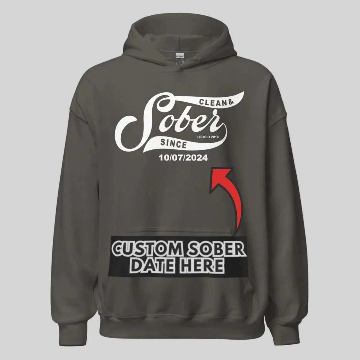Recovery Hoodie | Sober Since Men's Hoodie with Custom Sobriety Date - Image 14