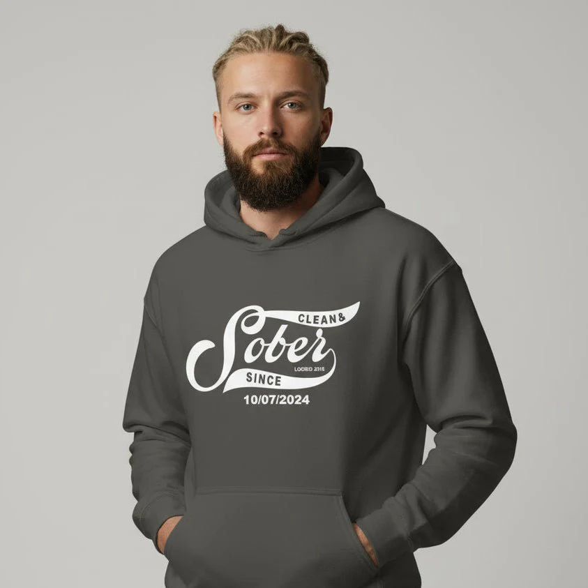 Recovery Hoodie | Sober Since Men's Hoodie with Custom Sobriety Date - Image 16
