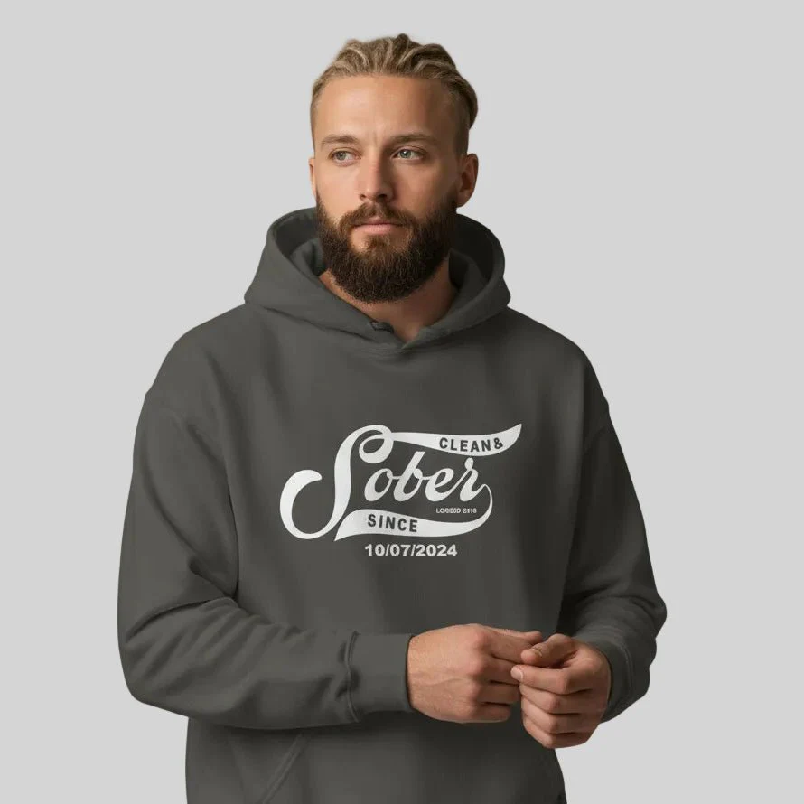 Recovery Hoodie | Sober Since Men's Hoodie with Custom Sobriety Date - Image 17