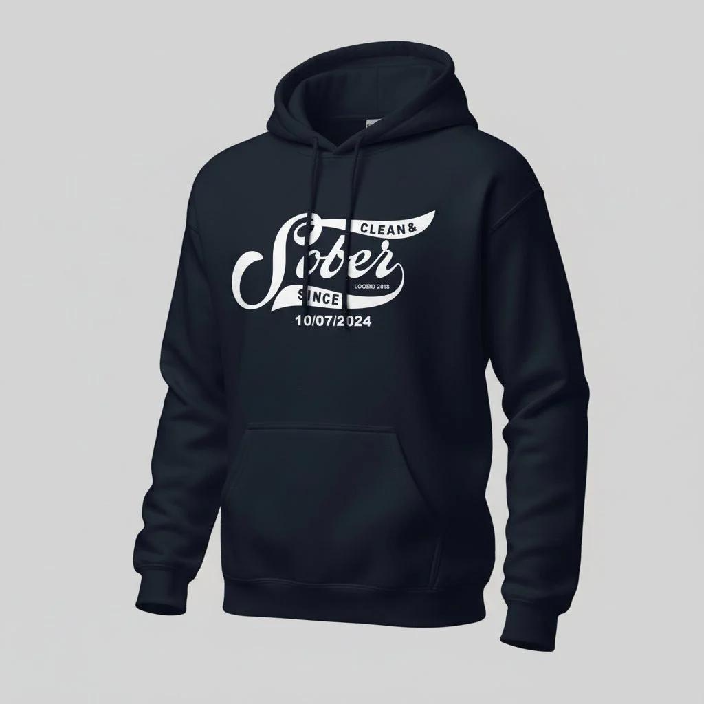 Recovery Hoodie | Sober Since Men's Hoodie with Custom Sobriety Date - Image 25