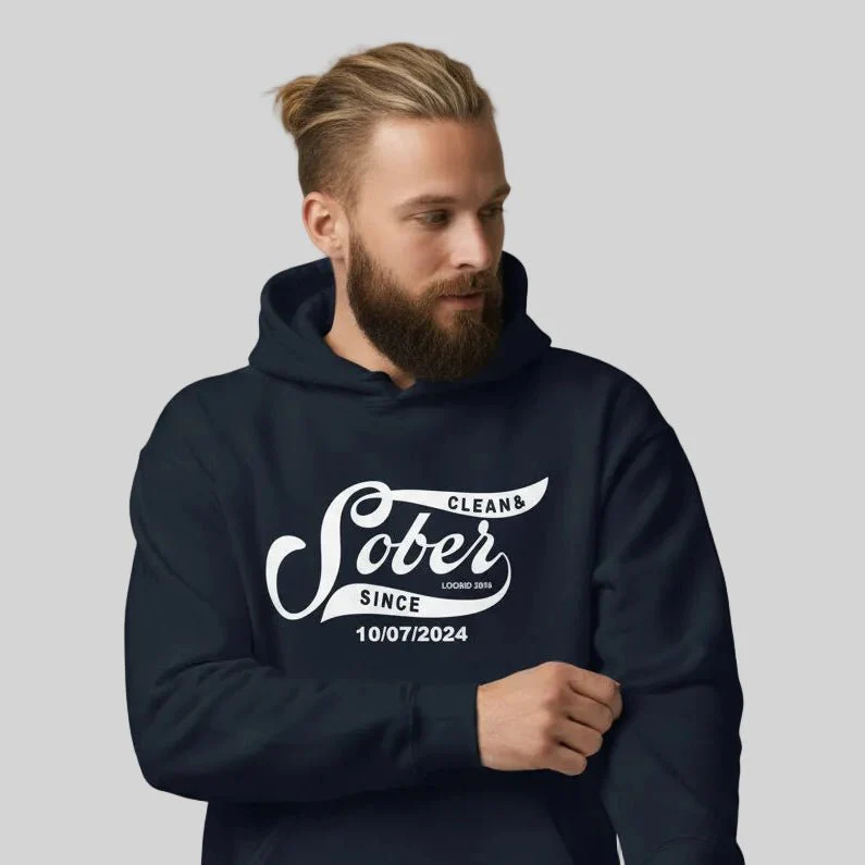 Recovery Hoodie | Sober Since Men's Hoodie with Custom Sobriety Date - Image 26