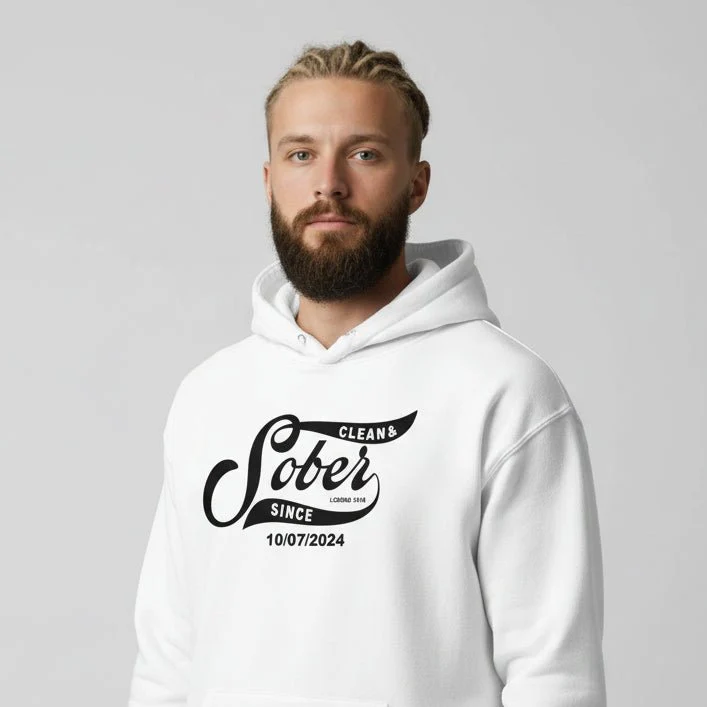 Recovery Hoodie | Sober Since Men's Hoodie with Custom Sobriety Date - Image 36