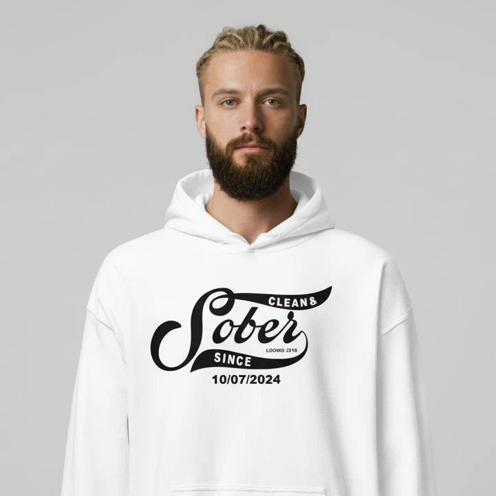 Recovery Hoodie | Sober Since Men's Hoodie with Custom Sobriety Date - Image 37