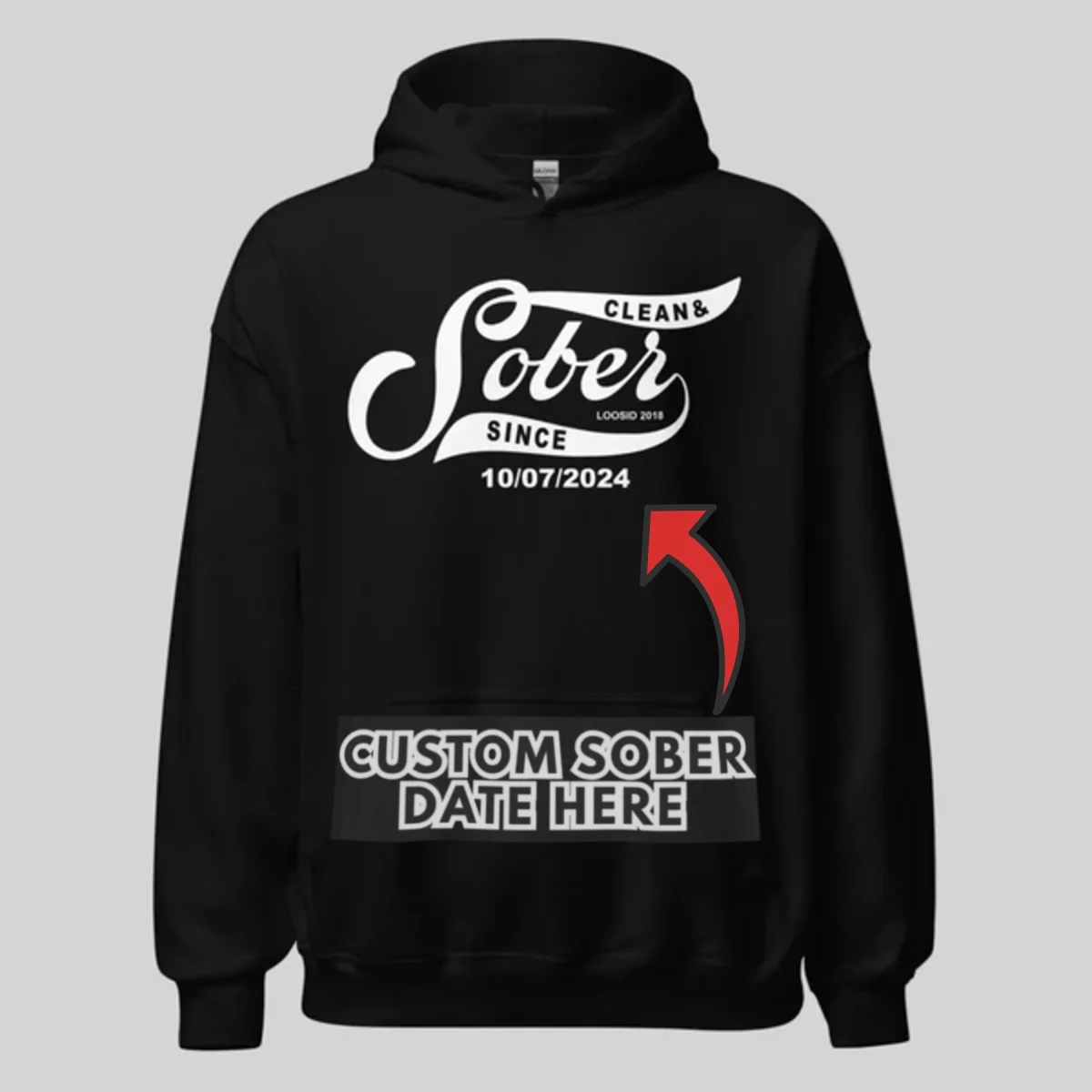 Recovery Hoodie | Sober Since Men's Hoodie with Custom Sobriety Date - Image 4