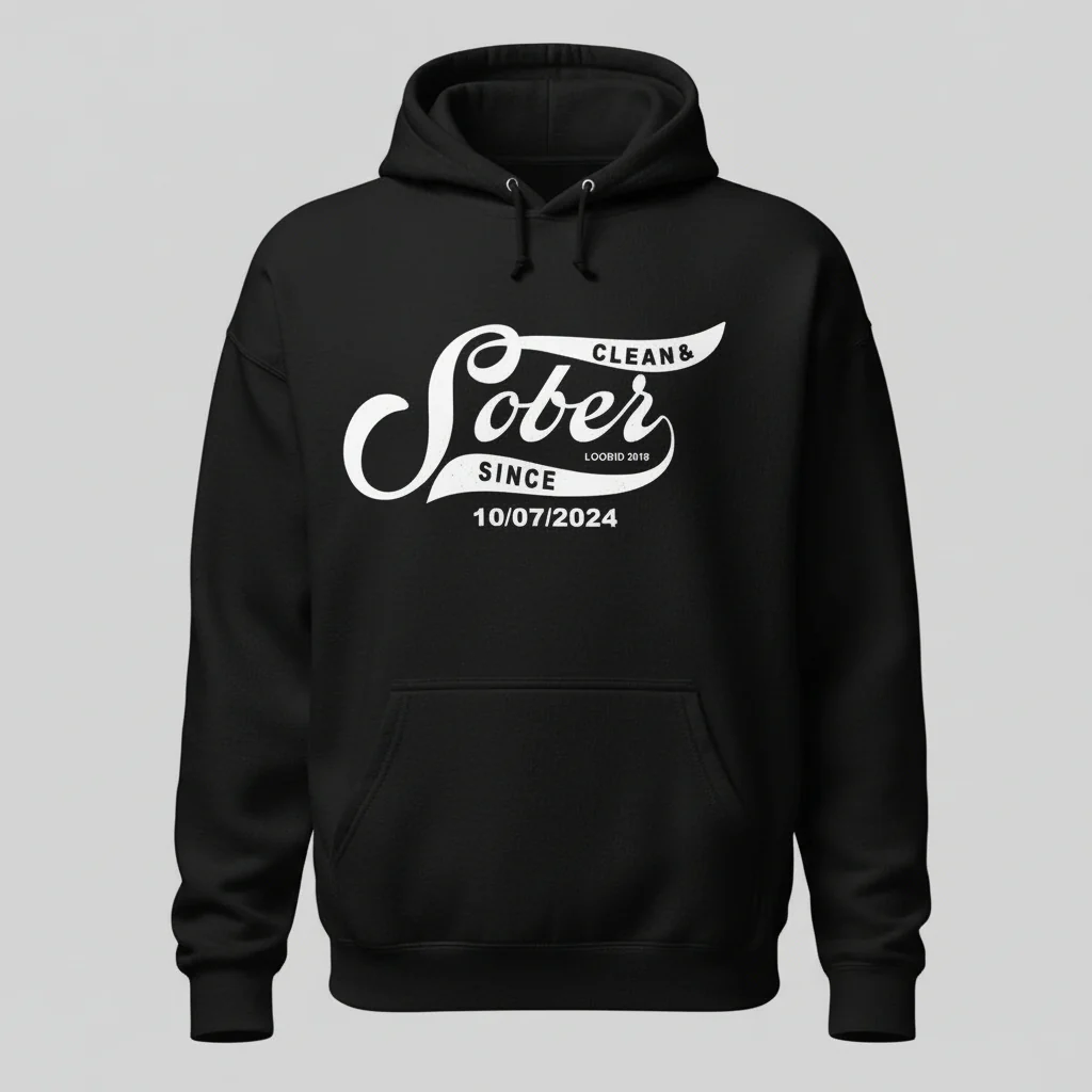 Recovery Hoodie | Sober Since Men's Hoodie with Custom Sobriety Date - Image 5