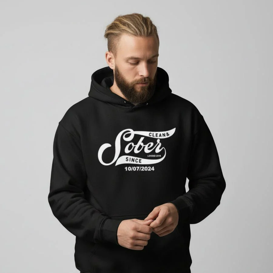 Recovery Hoodie | Sober Since Men's Hoodie with Custom Sobriety Date - Image 6