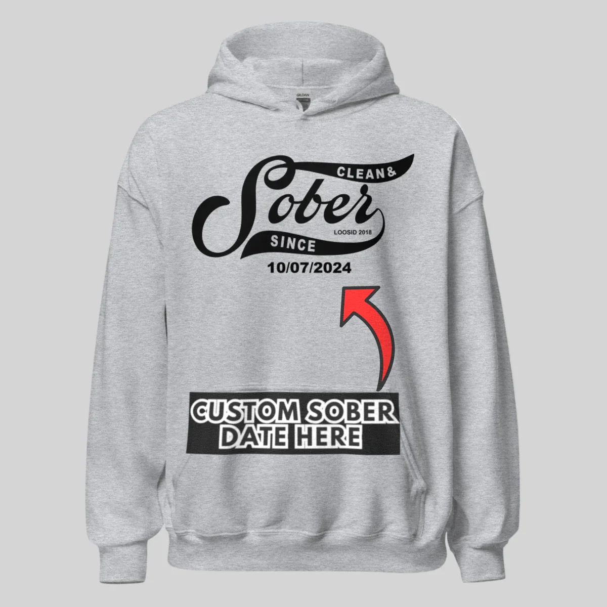 Recovery Hoodie | Sober Since Men's Hoodie with Custom Sobriety Date - Image 9