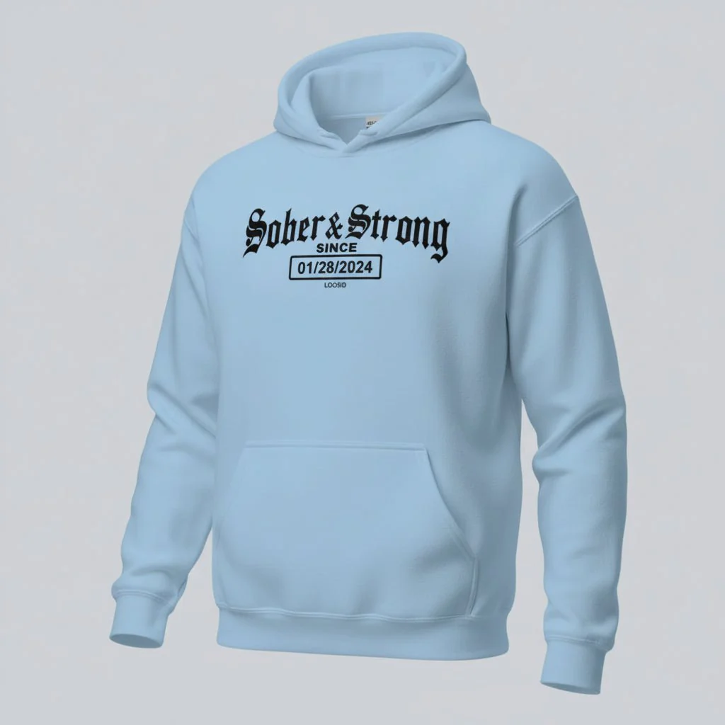 Recovery Hoodie | Women’s Old School Sober & Strong Hoodie with Custom Date - Image 10