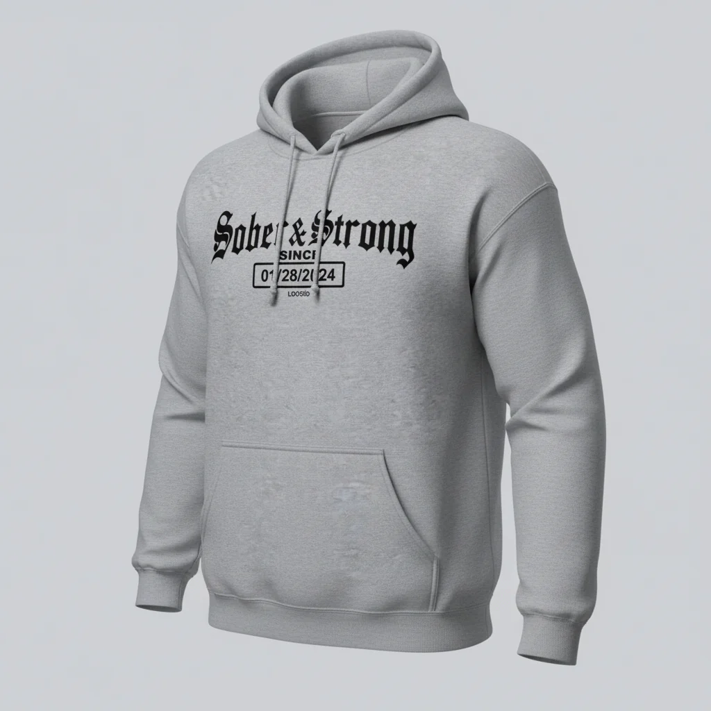 Recovery Hoodie | Women’s Old School Sober & Strong Hoodie with Custom Date - Image 15