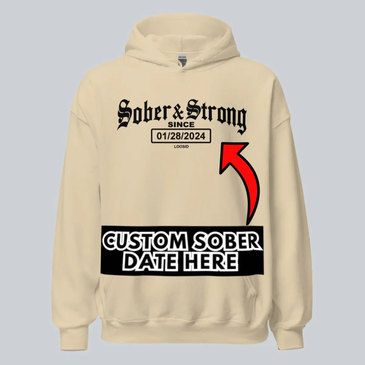 Recovery Hoodie | Women’s Old School Sober & Strong Hoodie with Custom Date - Image 24