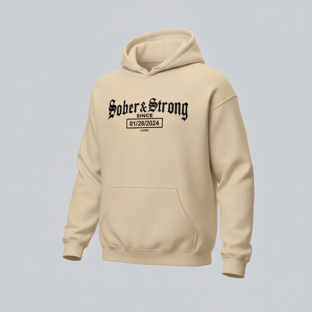 Recovery Hoodie | Women’s Old School Sober & Strong Hoodie with Custom Date - Image 25