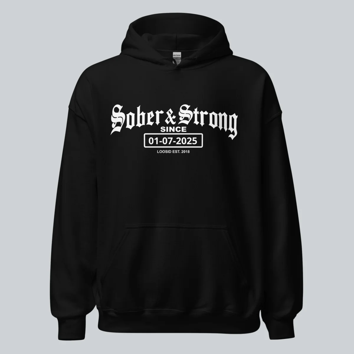Recovery Hoodie | Women’s Old School Sober & Strong Hoodie with Custom Date - Image 3