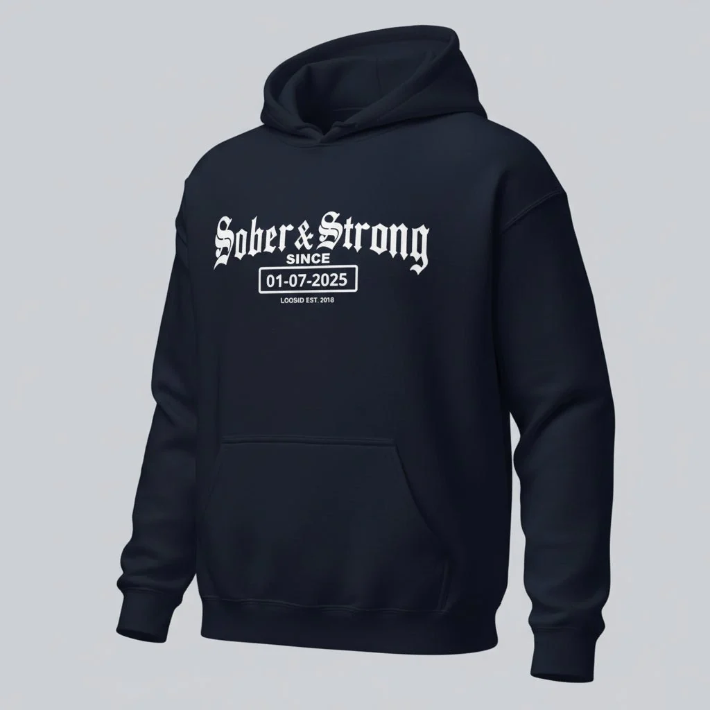 Recovery Hoodie | Women’s Old School Sober & Strong Hoodie with Custom Date - Image 30