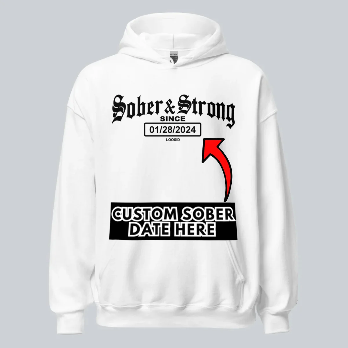 Recovery Hoodie | Women’s Old School Sober & Strong Hoodie with Custom Date - Image 34